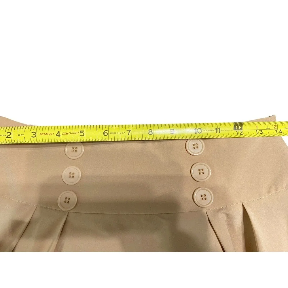 Belle Poque Women's Midi Skirt M Beige High Waist Button Detail A-Line Pockets